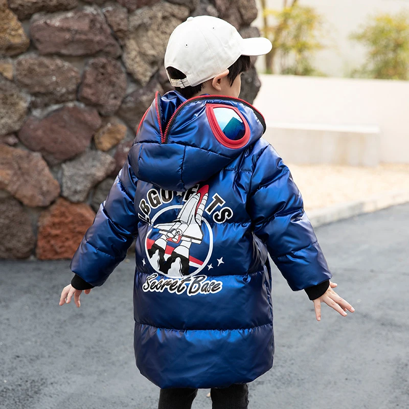 奥特曼衣服男童羽绒服2025新款洋气冬季小童潮牌亮面免洗儿童外套