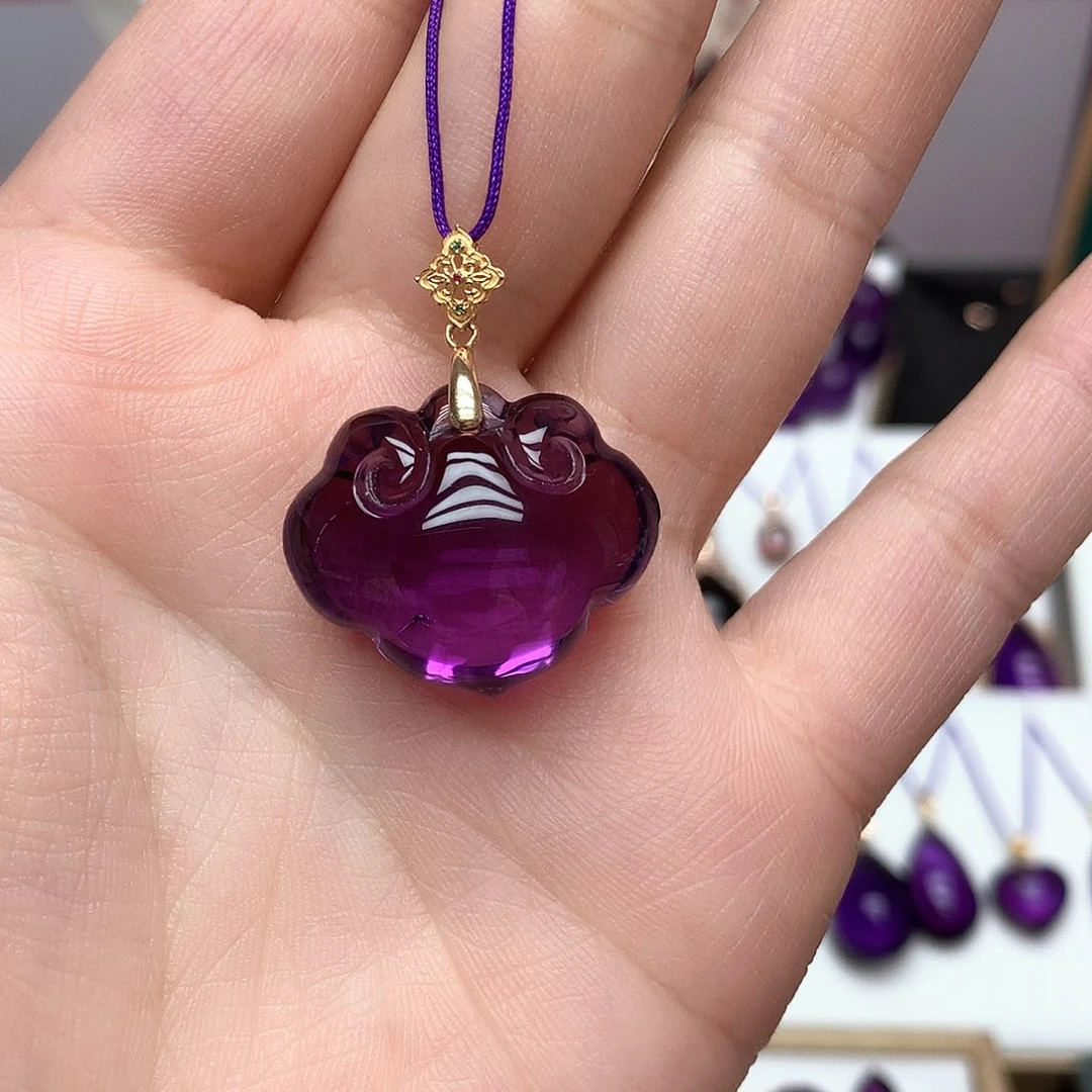 18K金镶嵌吊坠(赠链)紫晶静