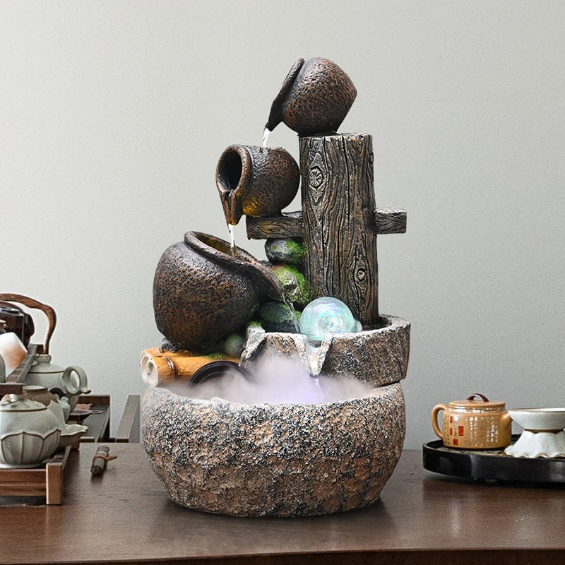 假山流水循环水摆件客厅茶室玄关公司办公室前台风水轮造景乔迁礼