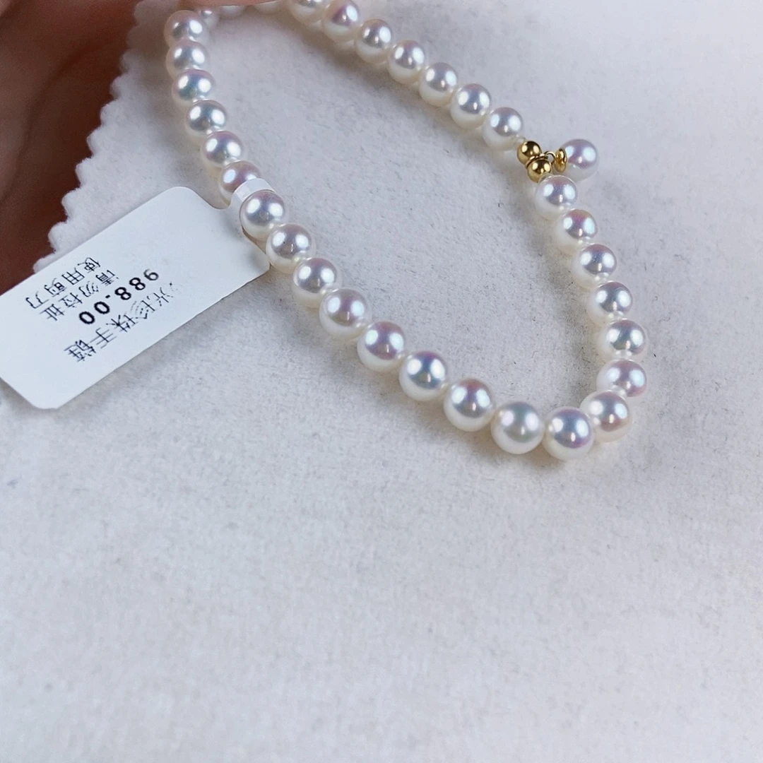 淡水珍珠手绳18K金镶嵌