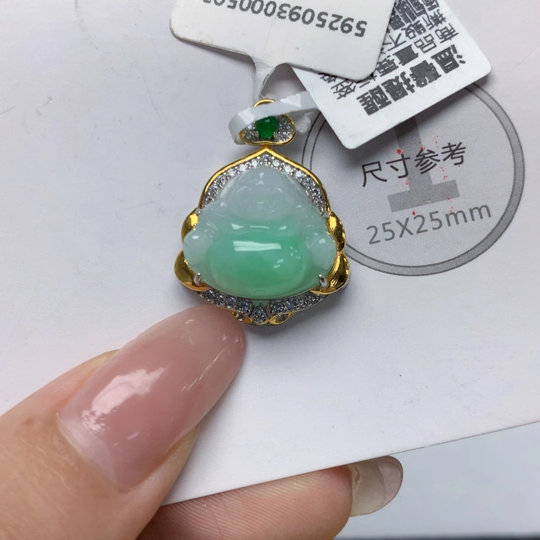 颈饰银S925镶嵌翡翠