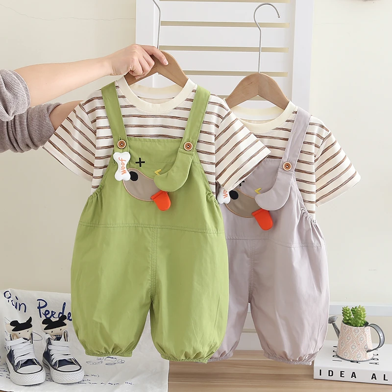 儿童套装女童婴儿男童洋气背带裤童装春秋幼儿休闲夏季连体小童