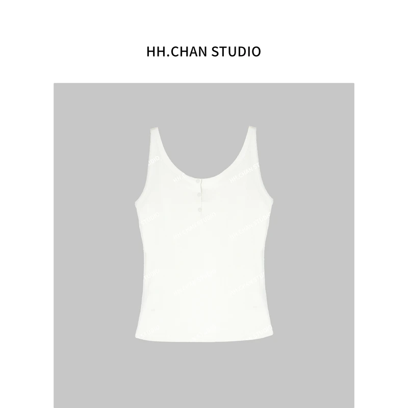 HH.CHAN“简约吊带”～2025春夏涤麻通勤白色百搭打底吊带HH52E36418