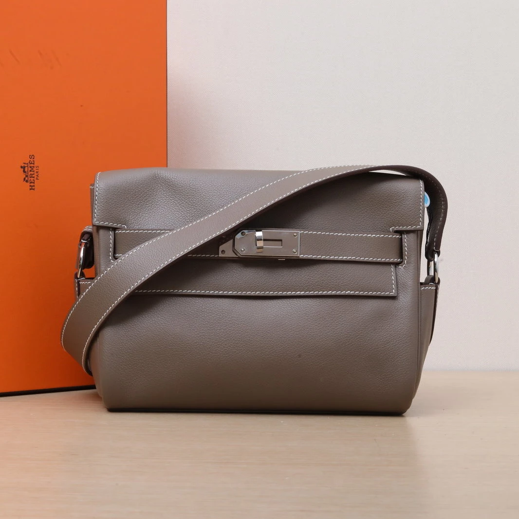 99新 Hermes/爱马仕 小花柳 斜挎包 大象灰 EC皮 W刻 银扣