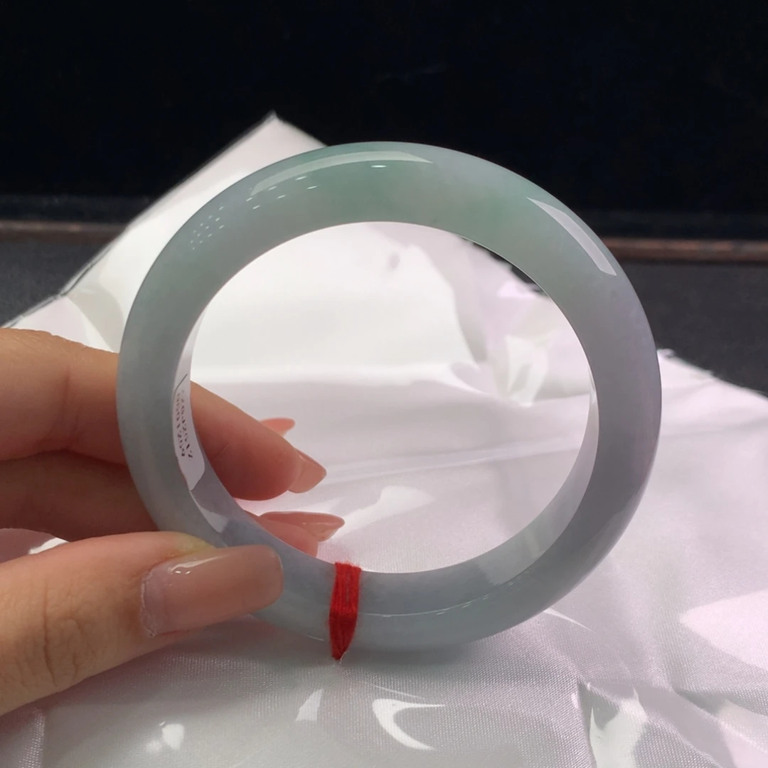 翡翠未镶嵌手镯缅甸A货翡翠 种水春彩57 58