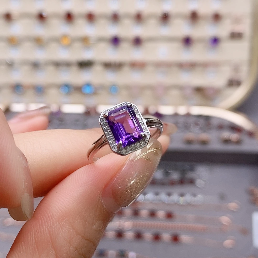 水晶戒指银S925镶嵌戒指