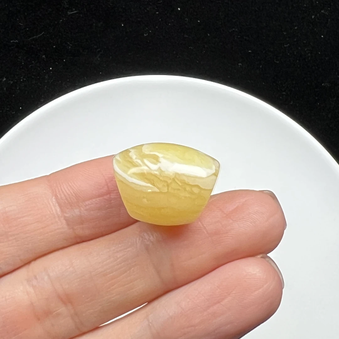 R7868 天然蜜蜡 浓白蜡马蹄珠14.3*18.3 mm 支持复检 假一发四