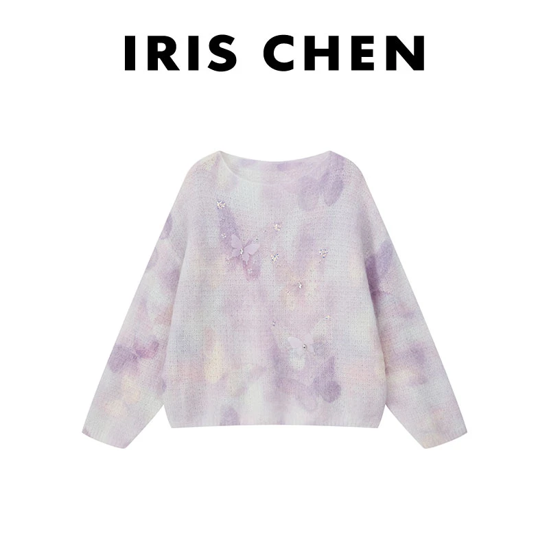 【现货】IRIS CHEN 玉蝴蝶 2025秋冬“重磅马海毛羊毛”珠绣毛针织衫