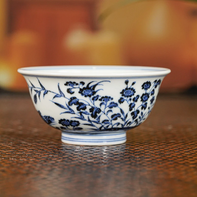 【墨舍名窑】春风祥玉青花鸳鸯内画小扁碗cfxy90