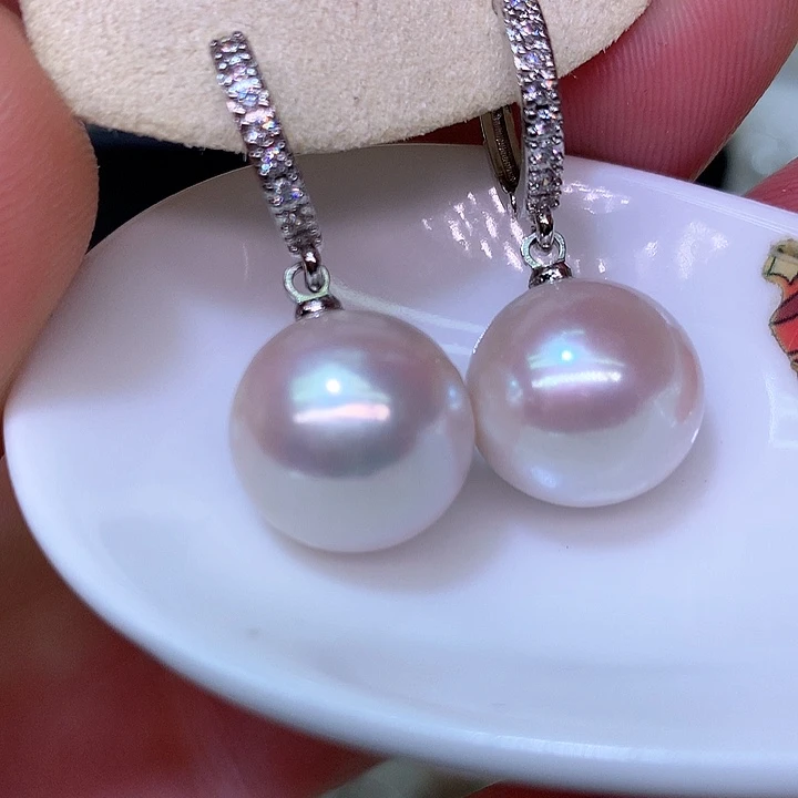 银S925镶嵌耳饰淡水珍珠