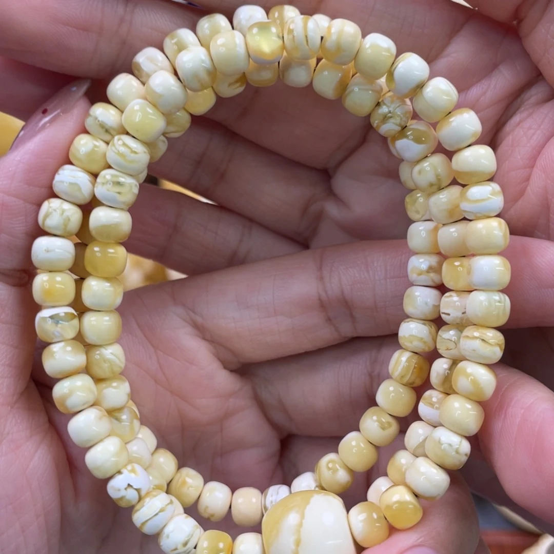 蜜蜡未镶嵌裸石琥珀蜜蜡108卡6mm
