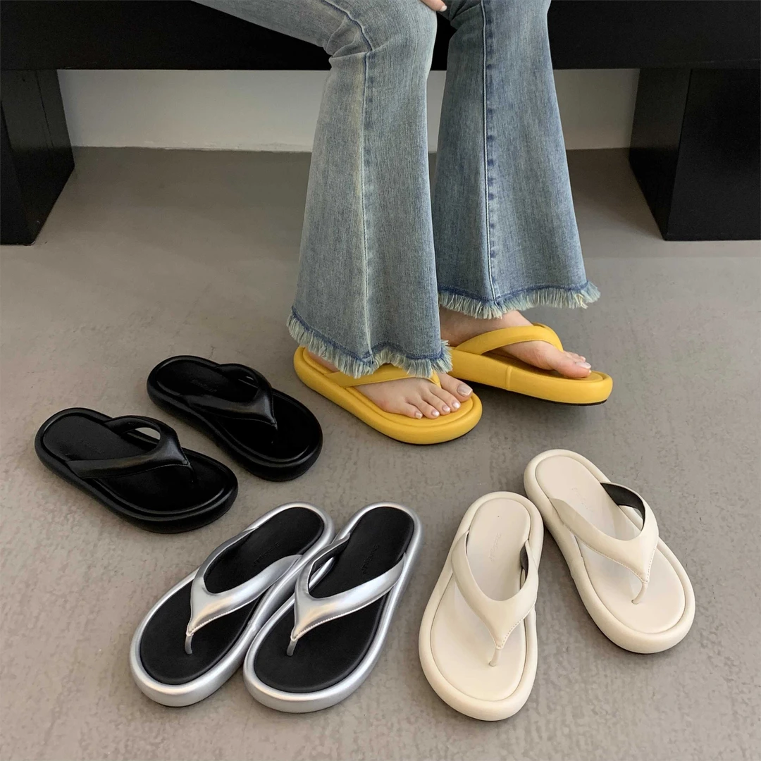 Shangguli休闲百搭ins韩国厚底舒适夹趾人字拖鞋女