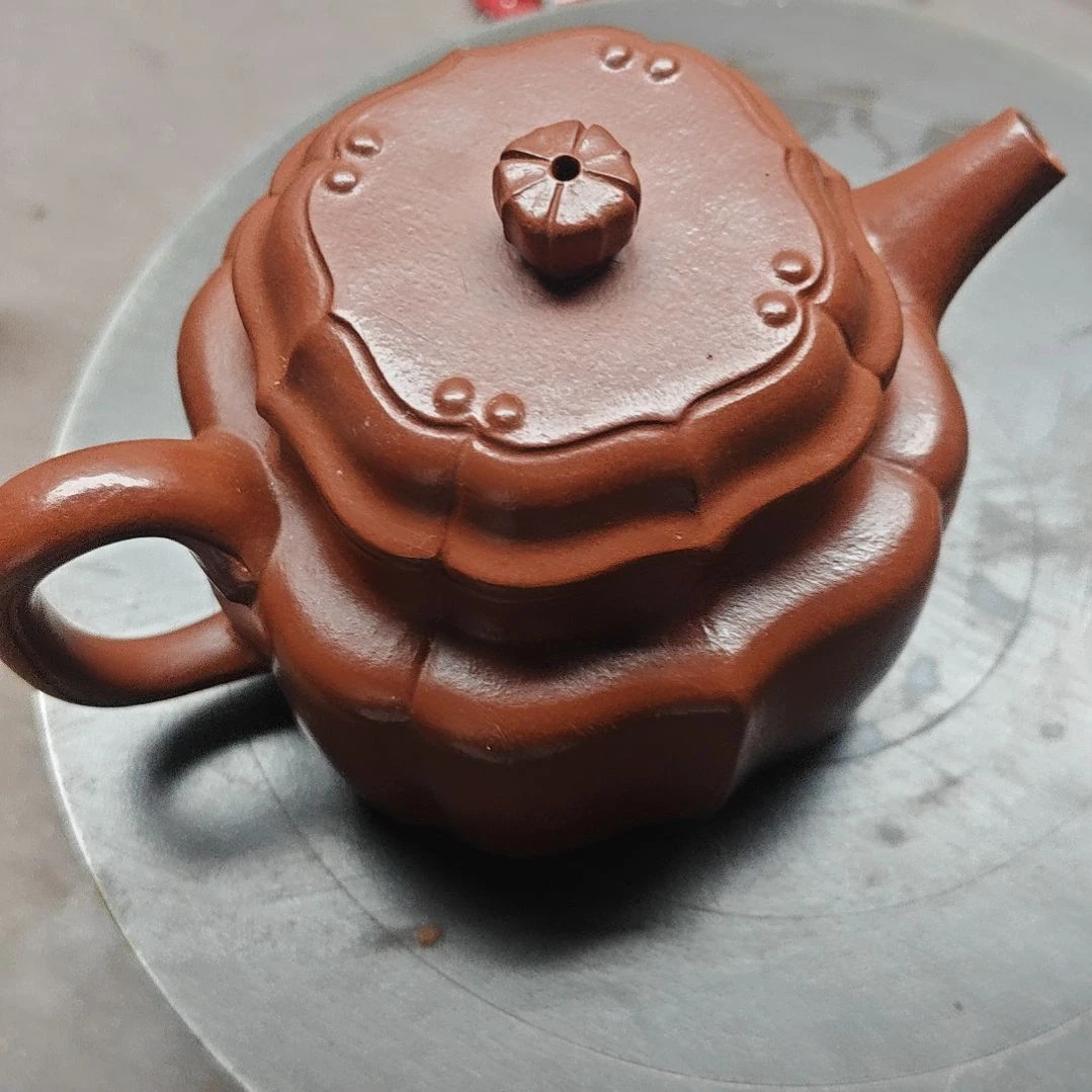 三***多宜兴紫砂壶筋纹器半手工制作赵庄朱泥容量一佰四十CC