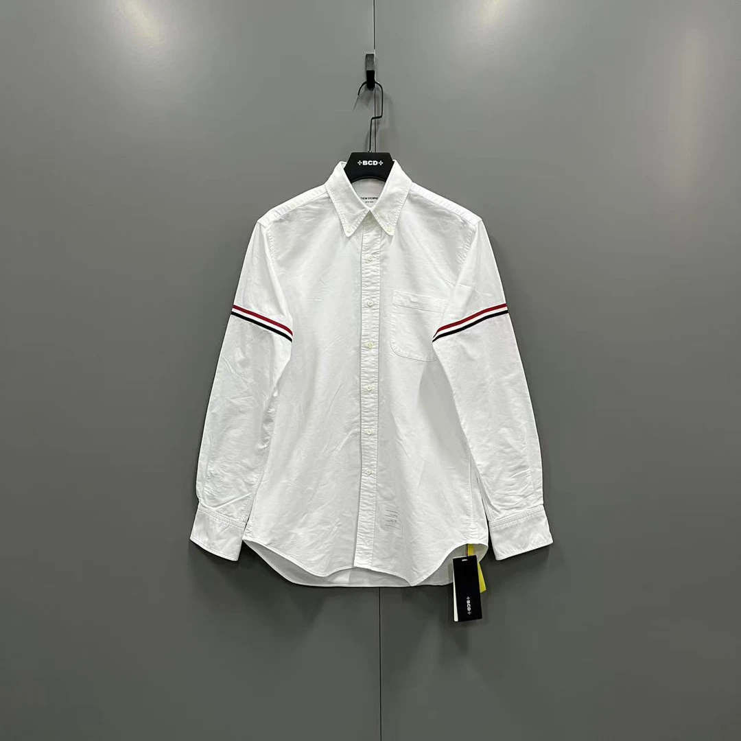 95新 THOMBROWNE 白色臂边条纹衬衫3码/7500/