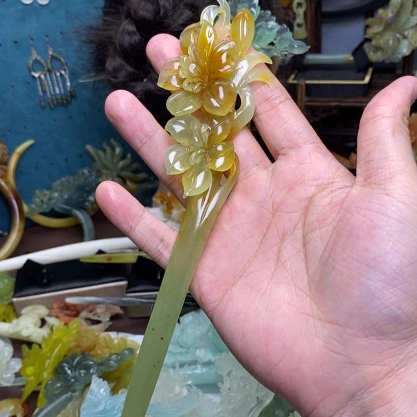 【闪购商品】岫玉未镶嵌发簪发簪盘发