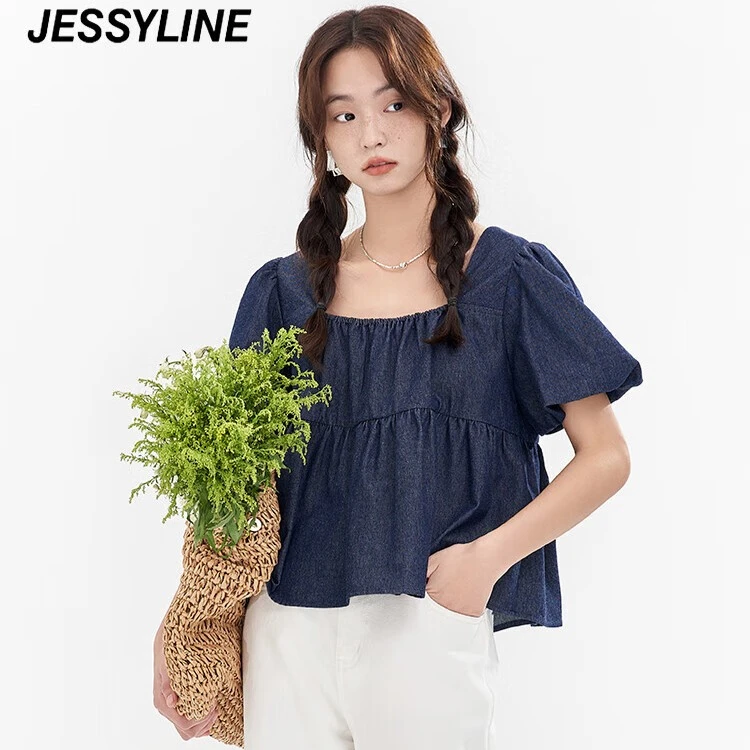 JESSYLINE2024春季专柜款 杰茜莱甜辣短袖小众小衫女 413203223