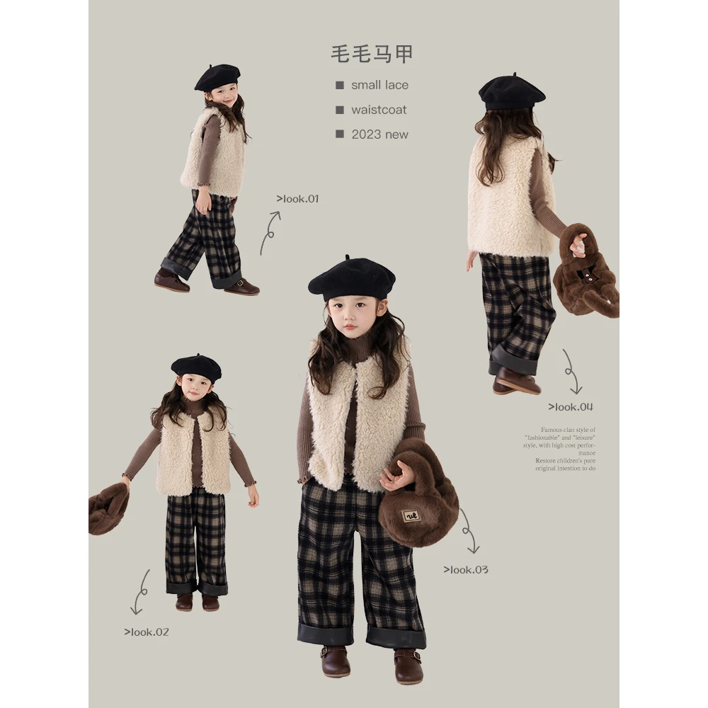 现货【毛毛马甲】女童童装百搭时尚可爱儿童马甲熙熙可可JW30613