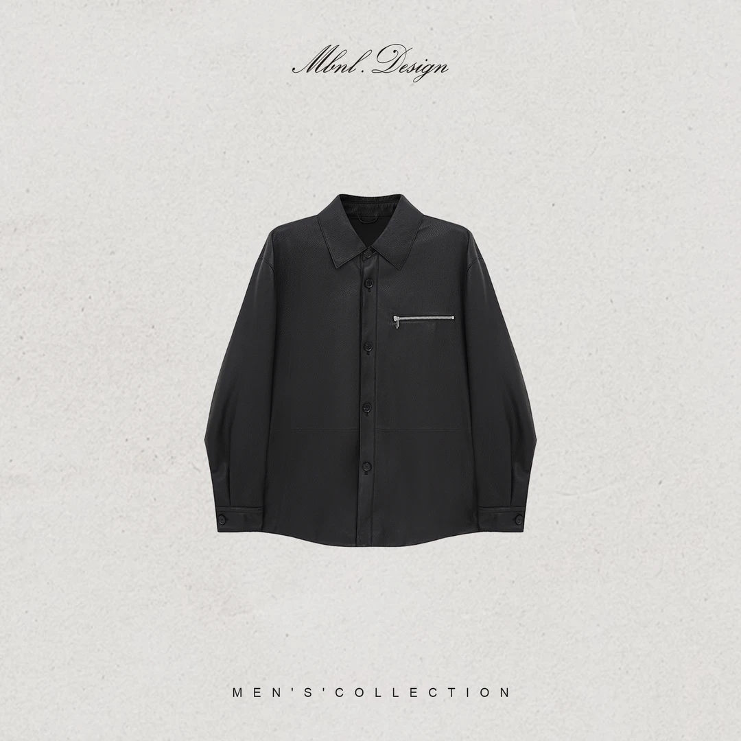 MBNL-F「Sheepskin」秦磊男装100绵羊皮油封包边夹克LL-WWT0088