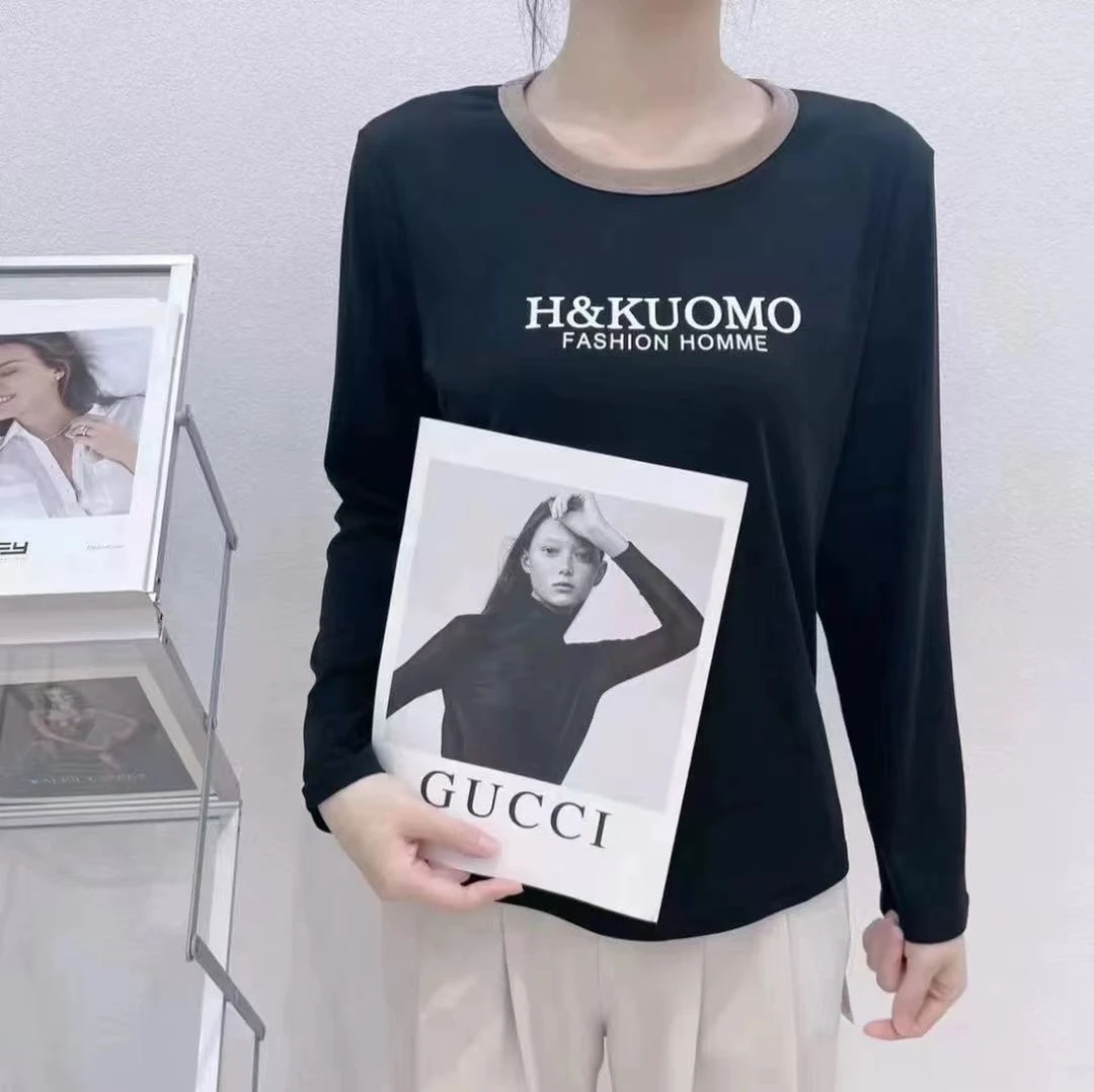 印花字母长袖秋季新款长袖洋气宽松大码内搭打底衫  066