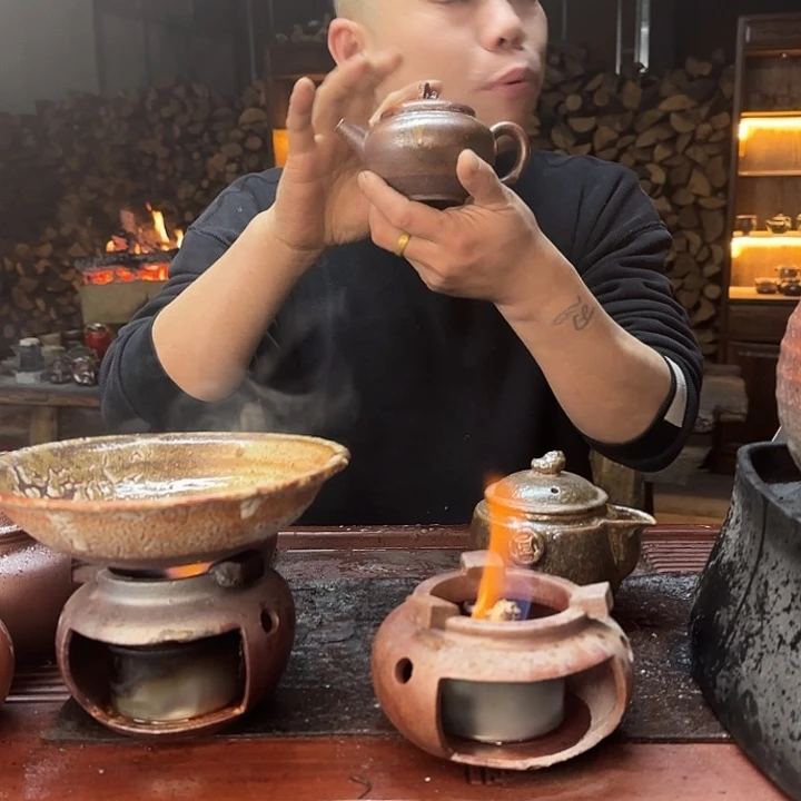 紫砂柴烧云间线壶