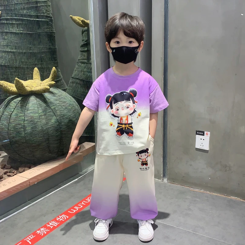 哪吒童装男童夏套装2025新款儿童服装夏季短袖痞帅潮酷小男孩衣服