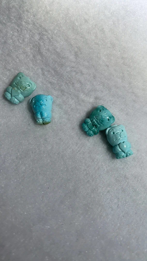 45原矿绿松石DIY饰品丑萌系列小熊通孔配饰（多样性发其一）