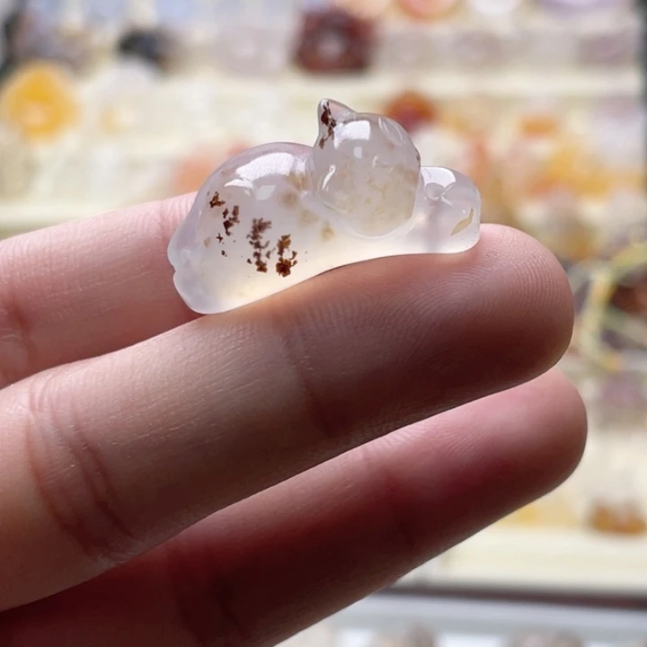 玛瑙/玉髓未镶嵌玛瑙草花趴趴猫