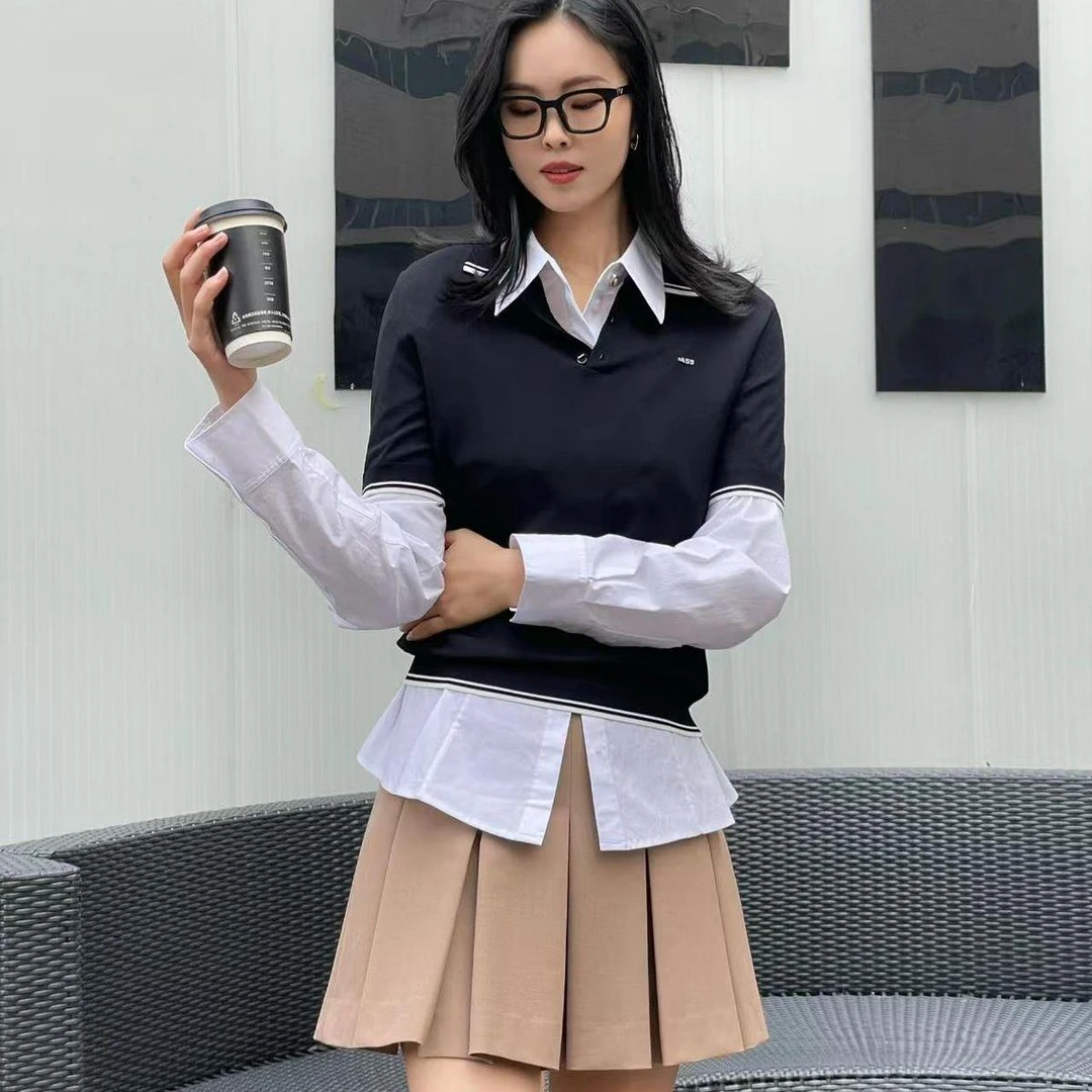 阿家正品活动简约质感时尚气质正肩polo领针织衫 538022-1T55211