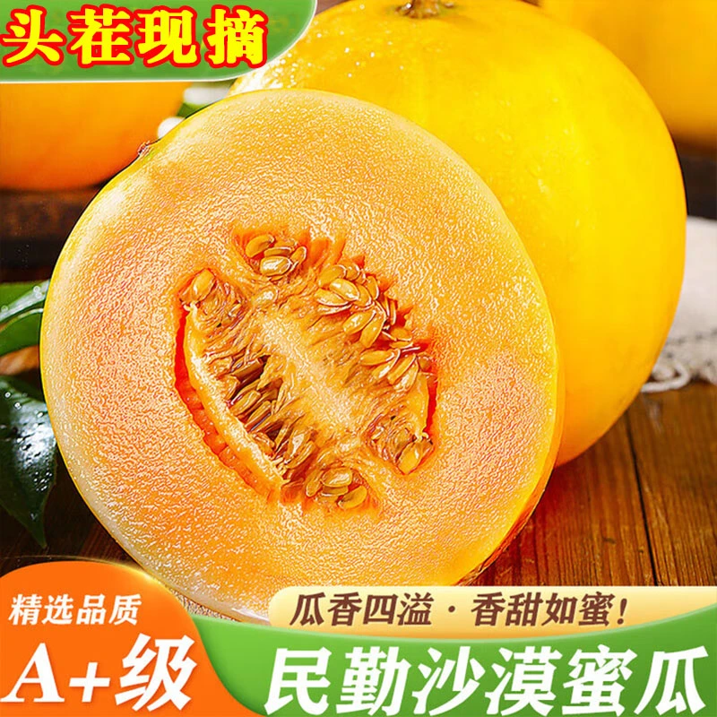 甘肃民勤沙漠蜜瓜金红宝甜瓜脆甜多汁产地现摘现发整箱包邮Z
