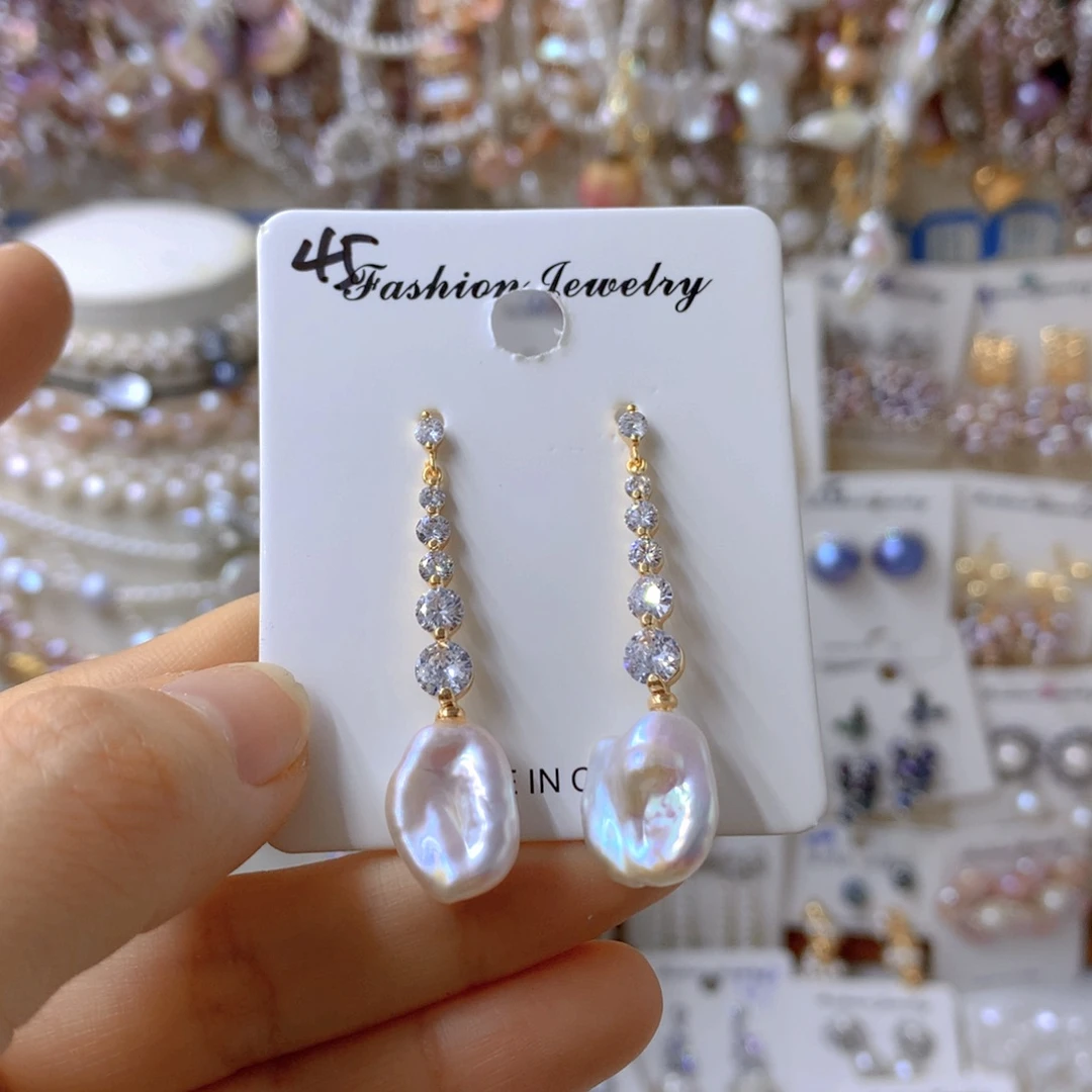 银S925镶嵌淡水珍珠耳饰