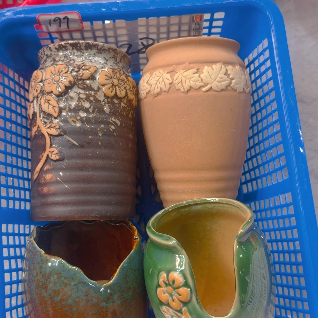紫砂花盆粗陶精雕