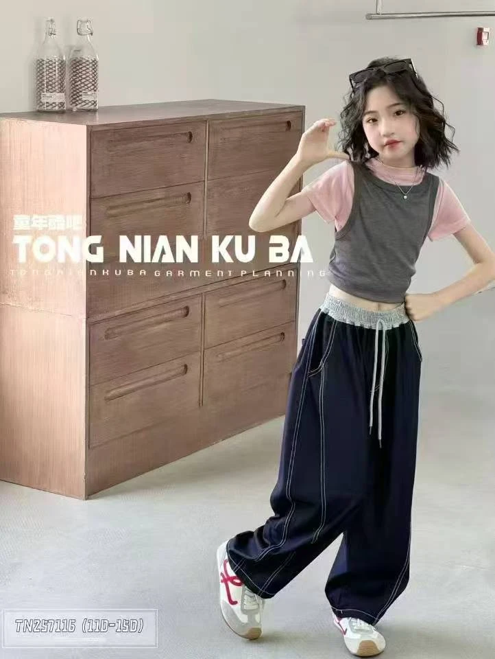 【淼淼妈】儿童夏季牛仔阔腿裤257116