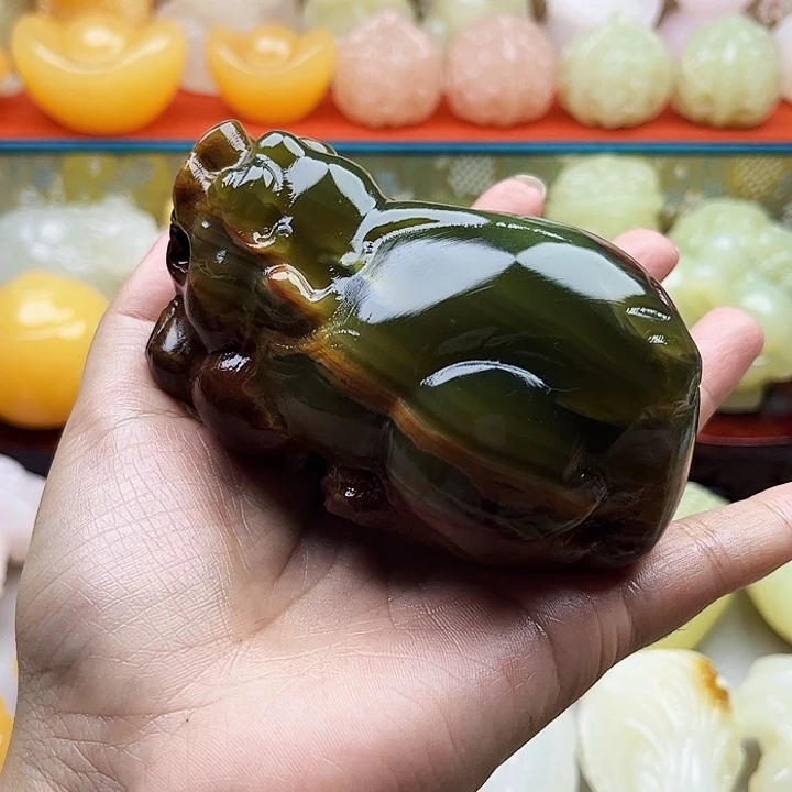 用***0石材貔貅手把摆件