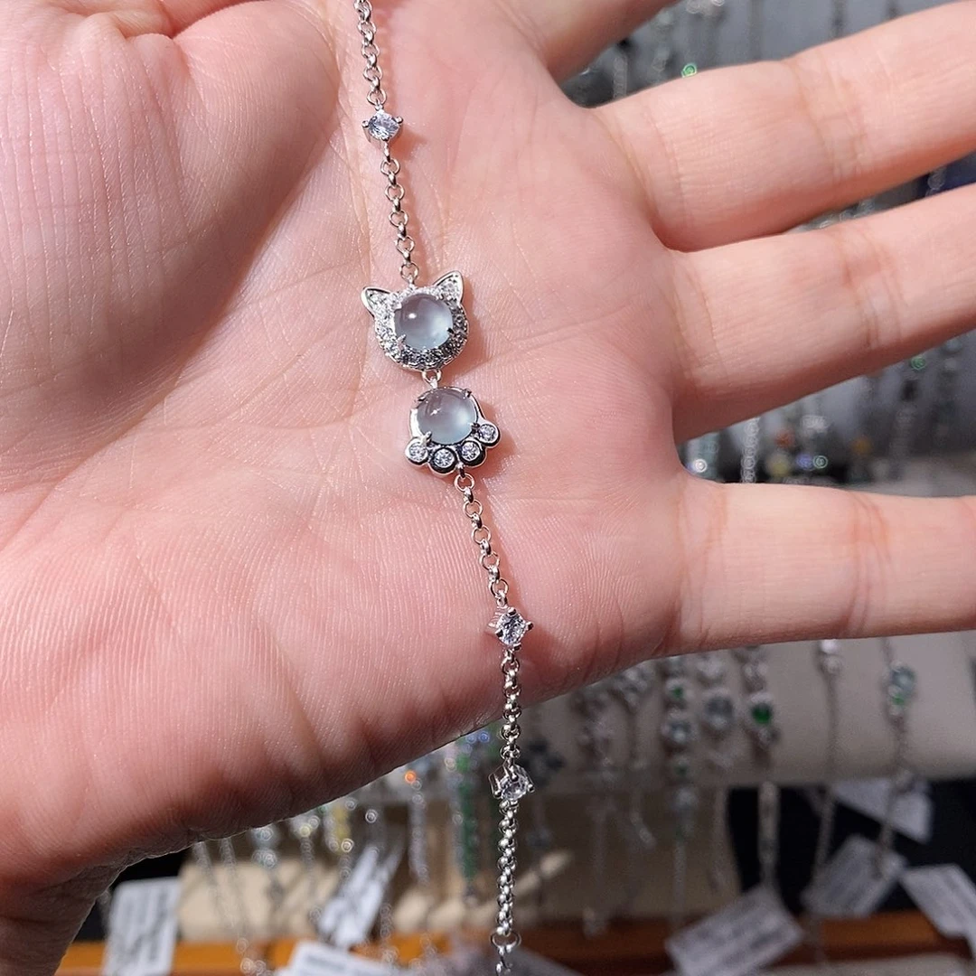 翡翠银S925镶嵌手链