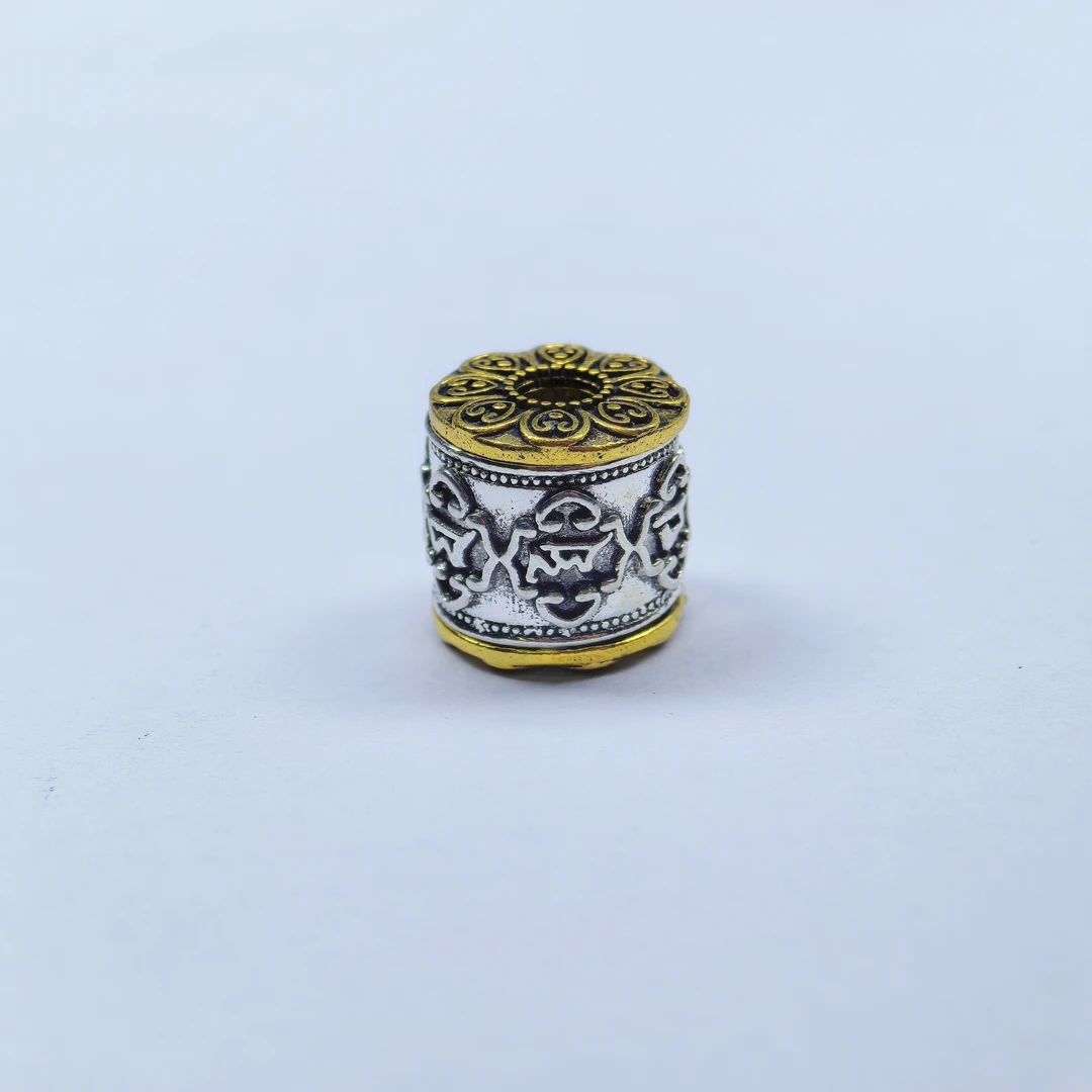 304B文玩配饰六字真言桶珠12㎜