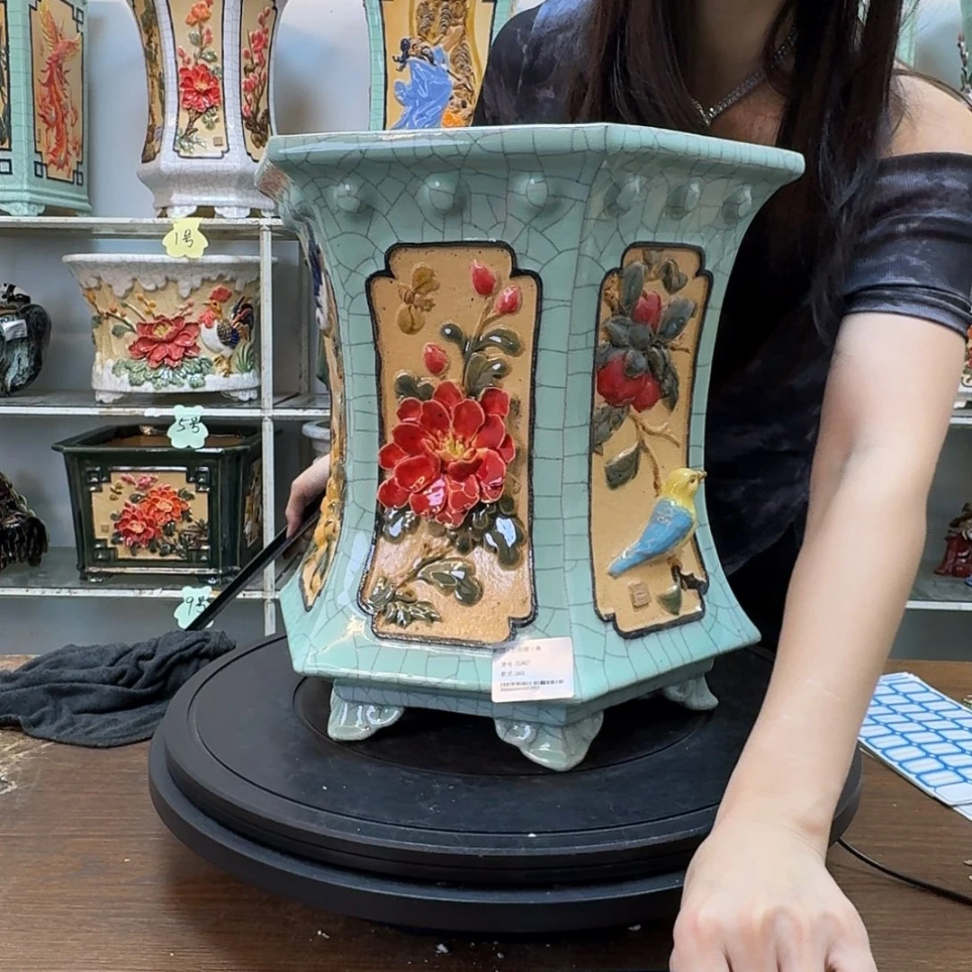 ****️无花朵石湾盆300陶泥花盆