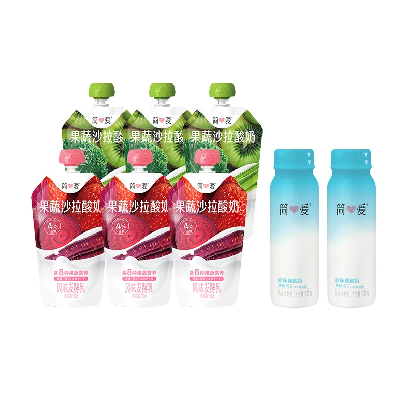 简爱果蔬沙拉酸奶120g*6+饮用型原味酸奶230g*2代餐饱腹方便携带