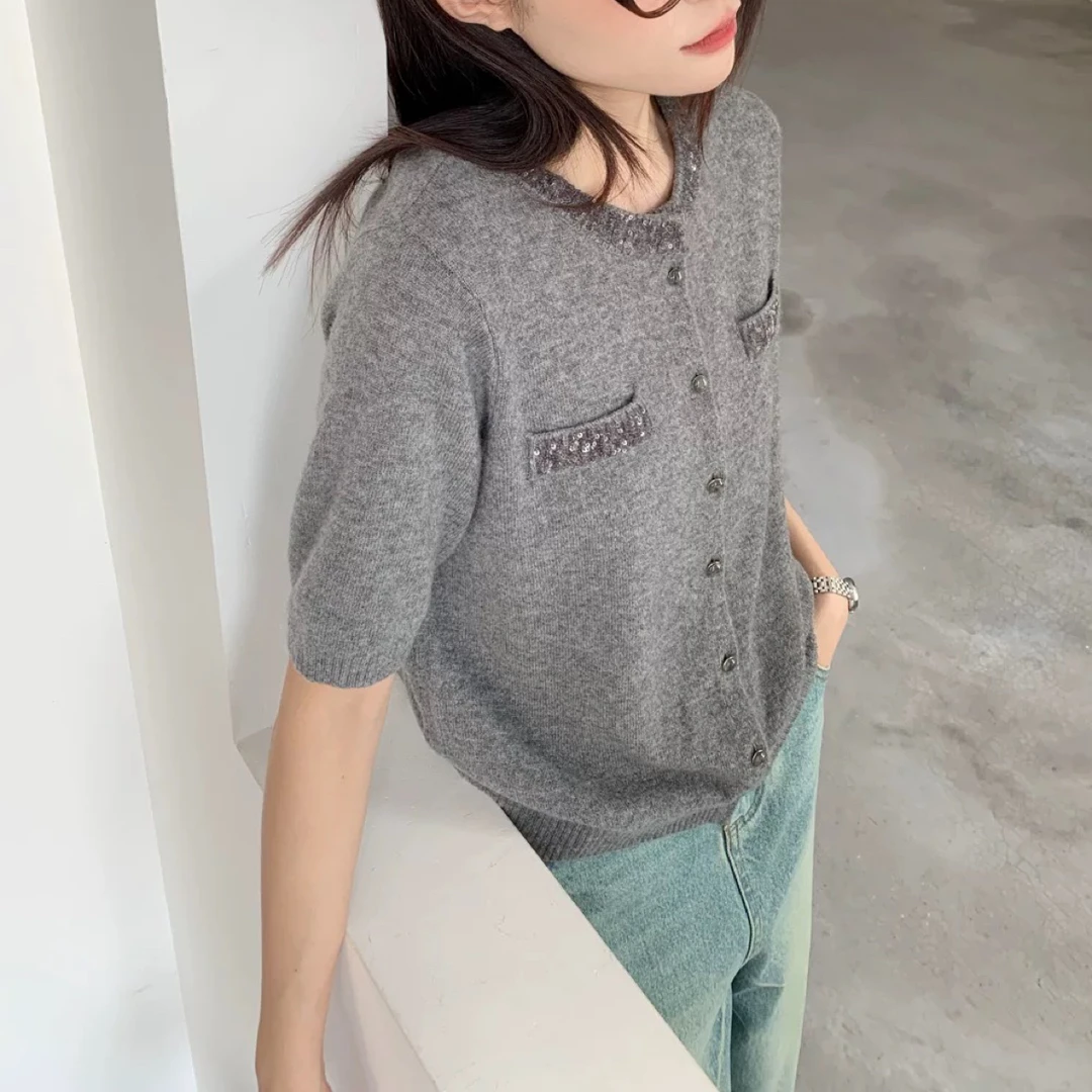 【售完无补】数量少高品质小香风羊绒短袖