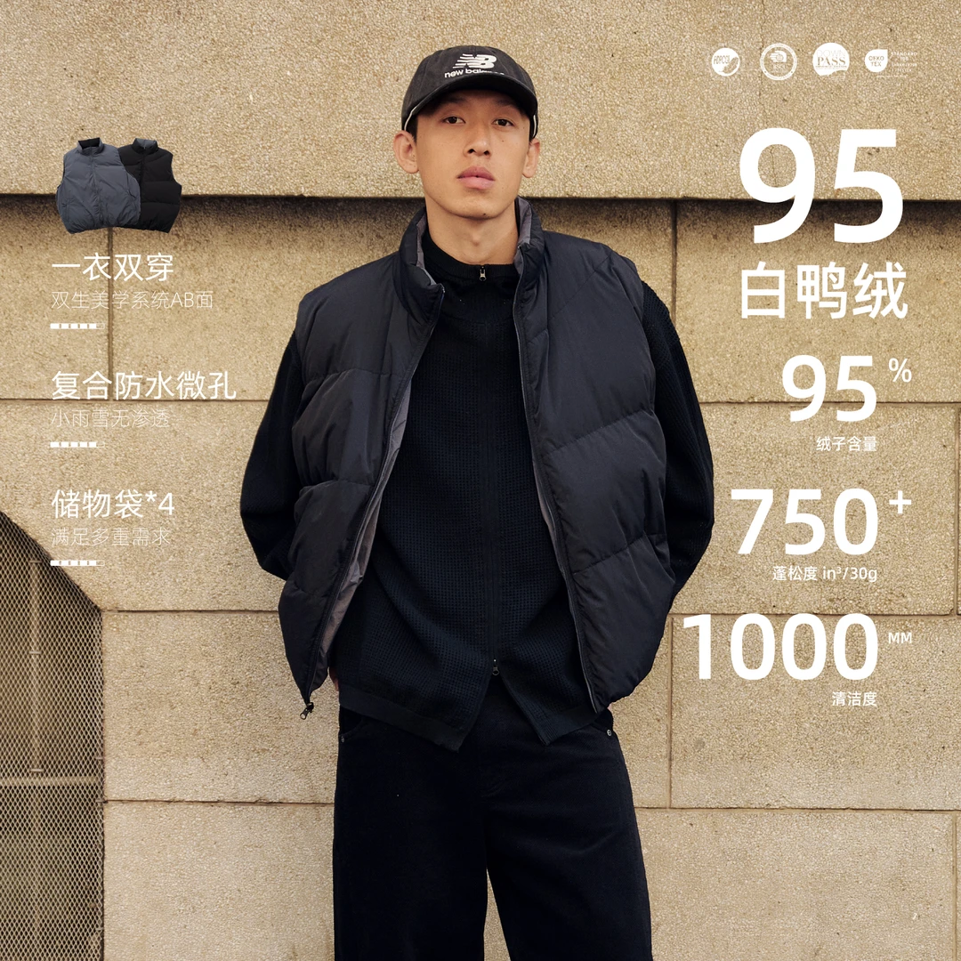 BOHRHOO「双面穿保暖羽绒背心」95白鸭绒防泼水羽绒马甲男冬1084
