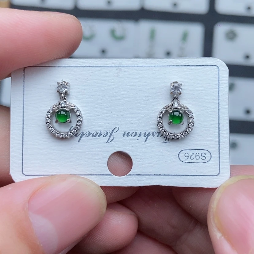 【闪购商品】银S925镶嵌翡翠耳饰