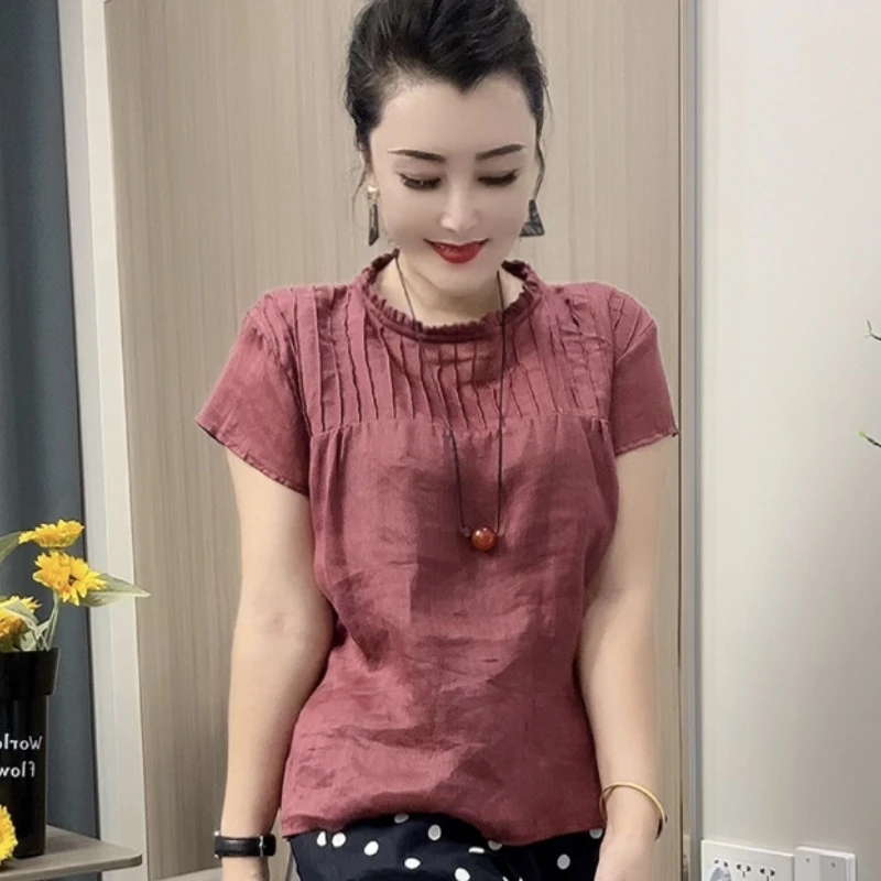 8825套头褶皱女装常规小衫衬衫学院风夏季拼接网红洋气炸街女装