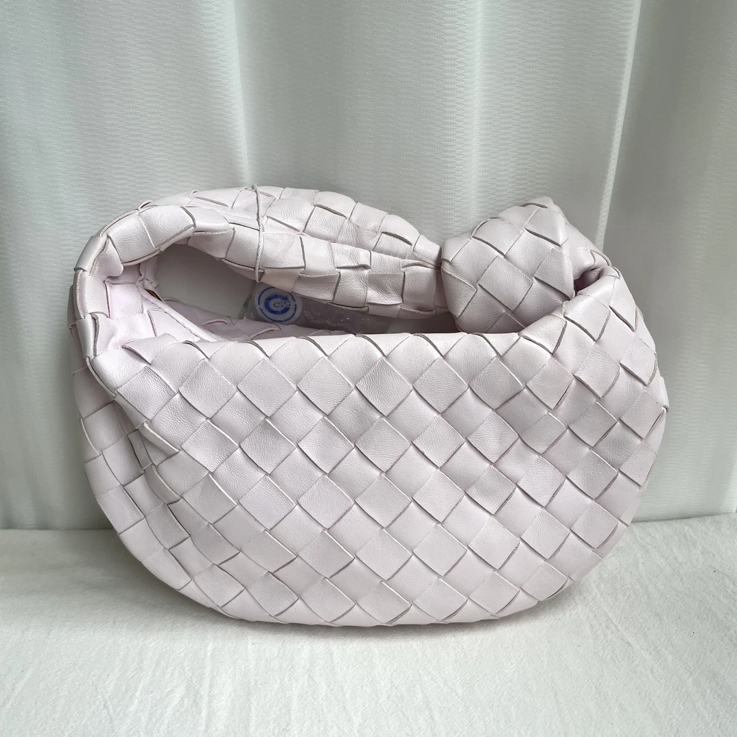 95新 BOTTEGA VENETA/葆蝶家 BV浅粉色迷你Jodie编织手提包手拎包