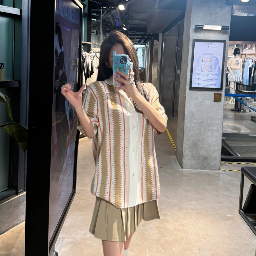 adidas阿迪达斯三叶草休闲度假风运动宽松翻领衬衫短袖KE5834