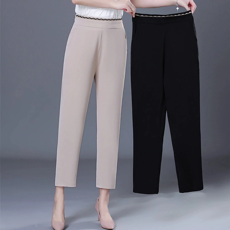 妈妈九分裤薄款中年女装夏季休闲裤女直筒新款中老年女装百搭女裤
