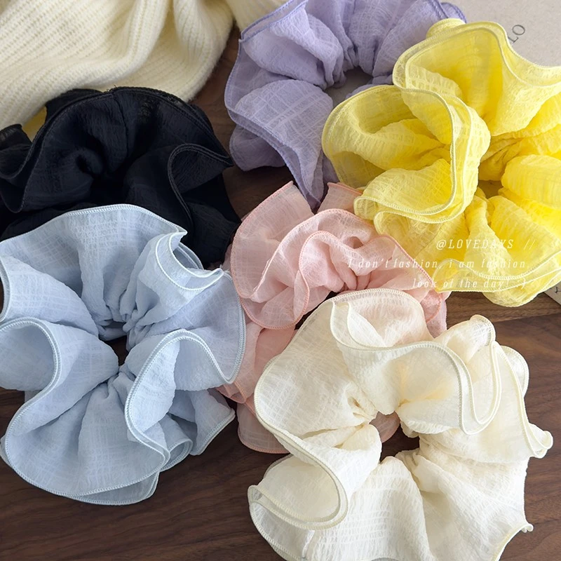 4层！多层褶皱蓬松木耳边大肠发圈慵懒氛围感法式韩系发绳头绳