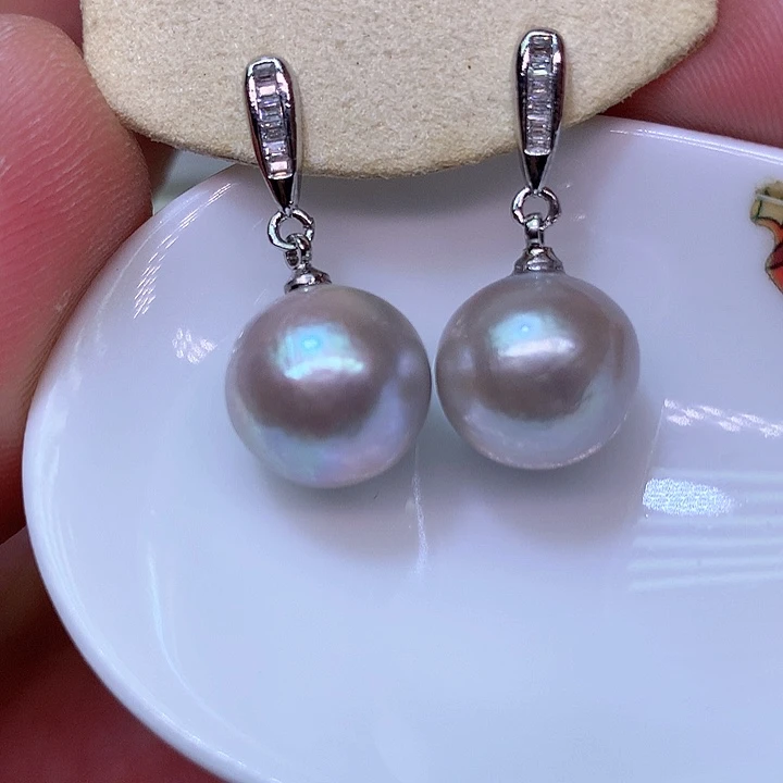 银S925镶嵌耳饰淡水珍珠