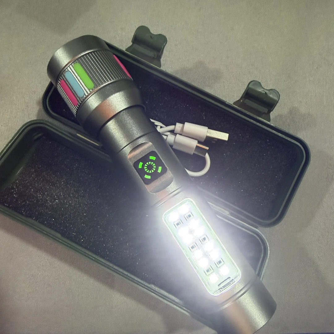 【FQGJ】铝合金强光变焦手电筒USB充电户外长续航远射探照灯