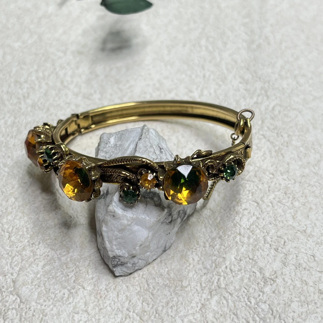 铜合金合成锆石手镯 【六六中古】孤品复古手镯th5513