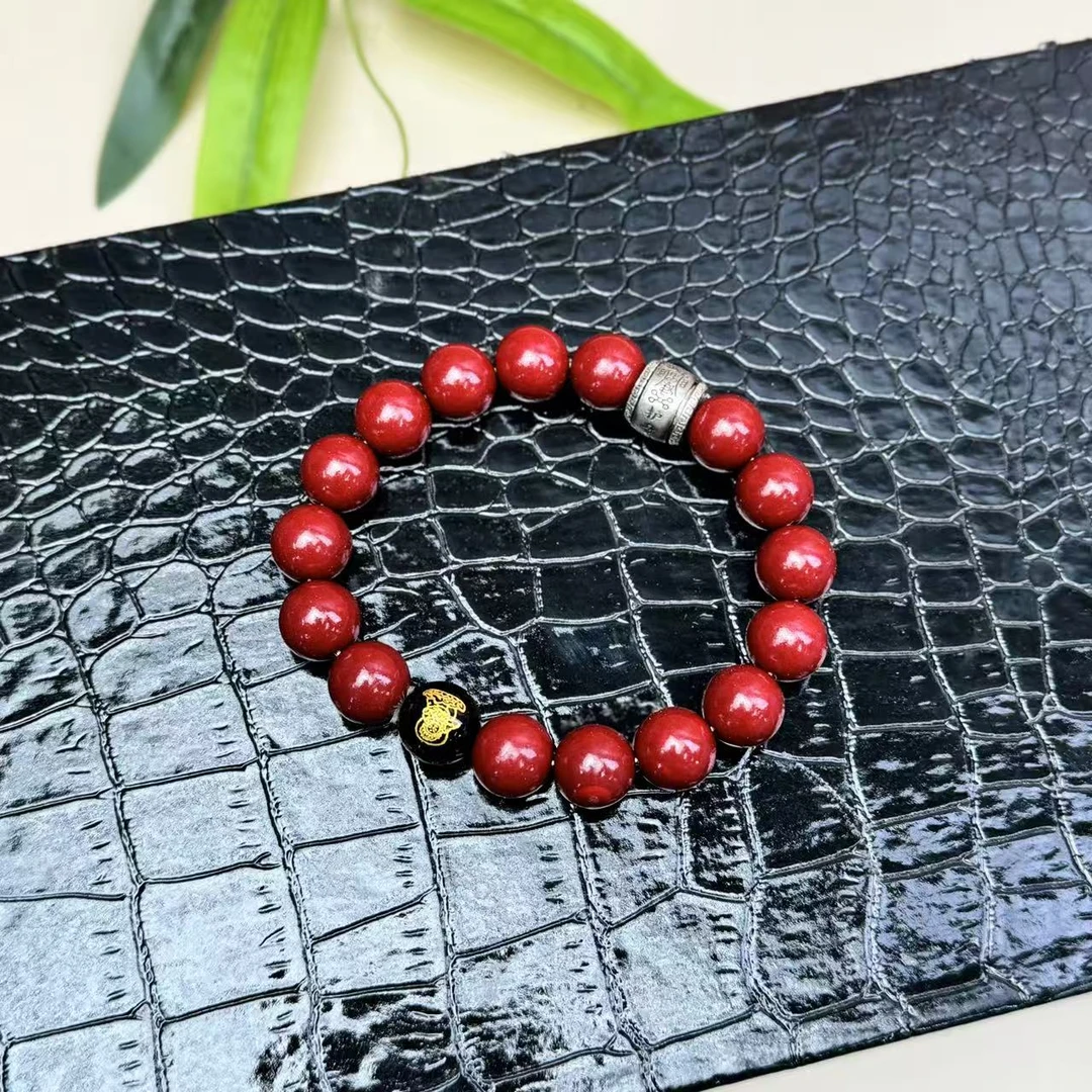 含辰砂工艺品朱砂双手护手串黑金 精选高端文玩F