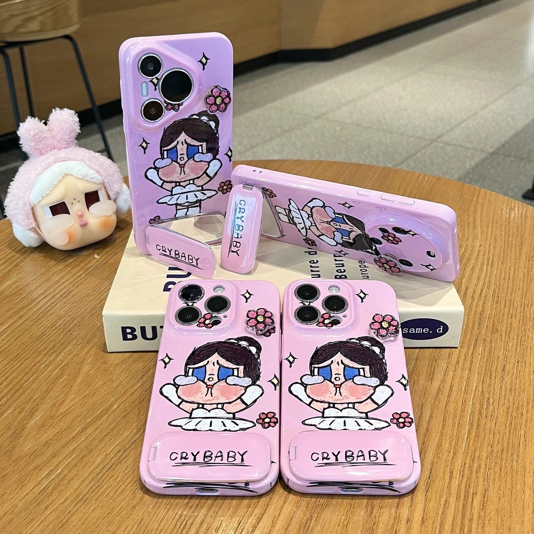 雅天立涂鸦哭娃旋转花朵适用苹果17/16手机壳华为vivoppo小米15女